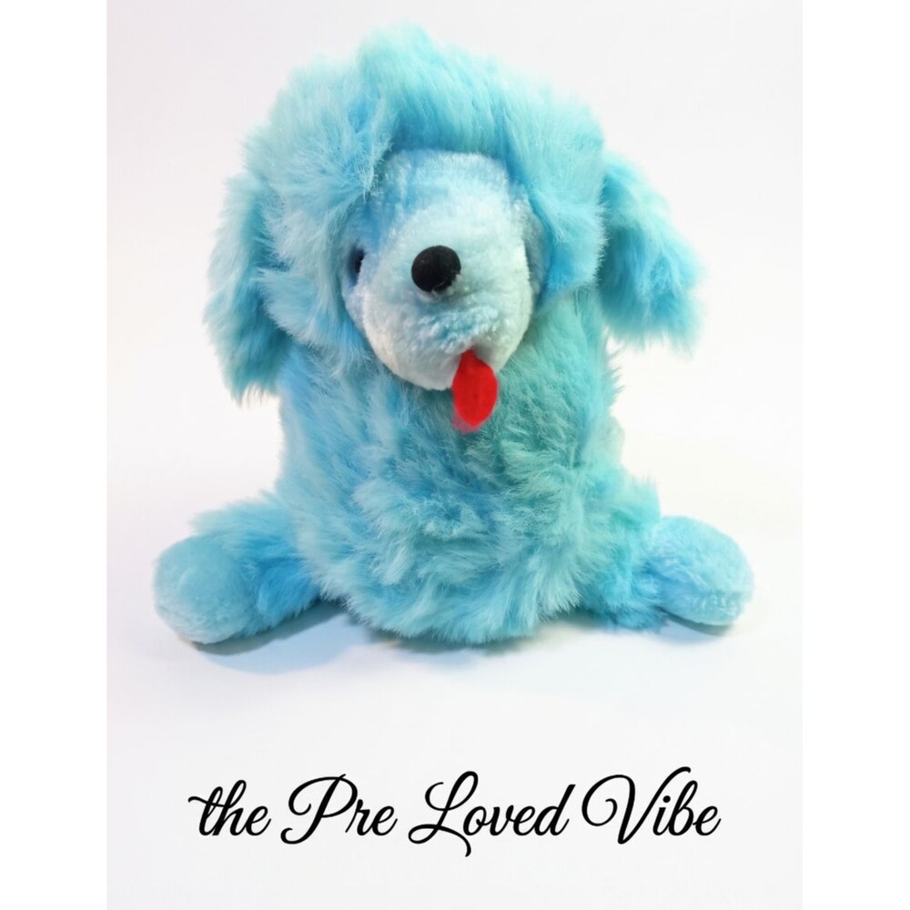 Vintage SOS NY Light Blue Poodle Dog Plush Stuffed Animal 14"